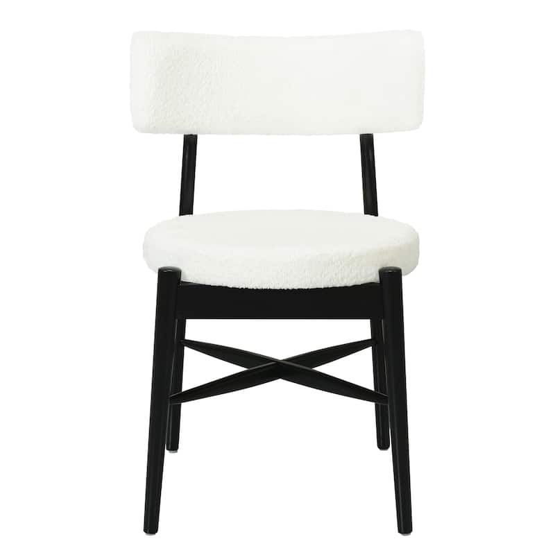 2-Pack Mid-Century Dining Chairs w/ Rubber Wood Frame & Boucle Upholstery