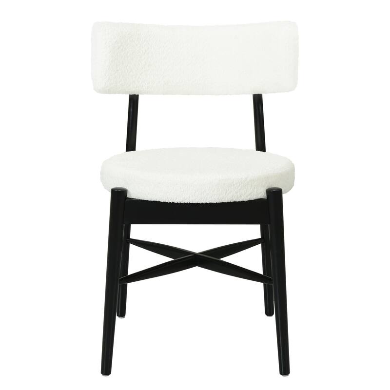 Mid-Century Modern Boucle Dining Chairs with Curved Unique Open Back(Set of 2)
