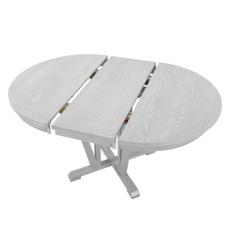 Solid Wood Extendable Round Table and X Back Chairs 5-piece Dining Set