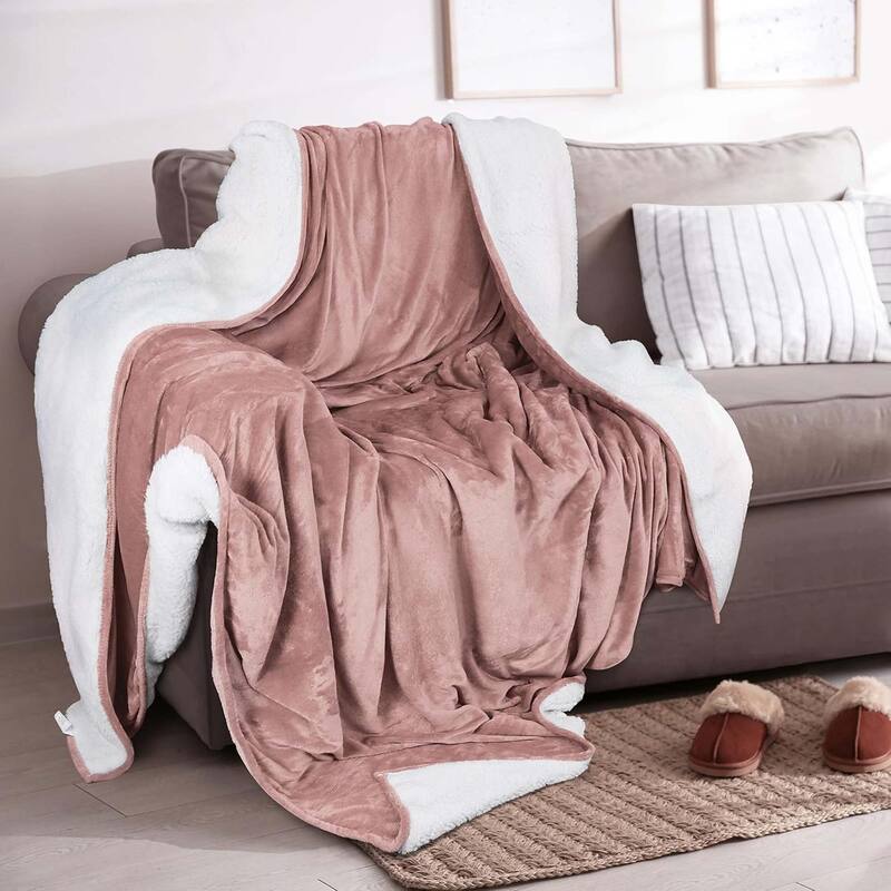 Linery & Co. Velvet Plush Reversible Sherpa Bed Blanket