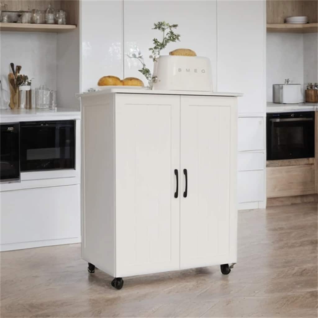 27.4" Wood Storage Cabinet with Doors and Wheels for Kitchen