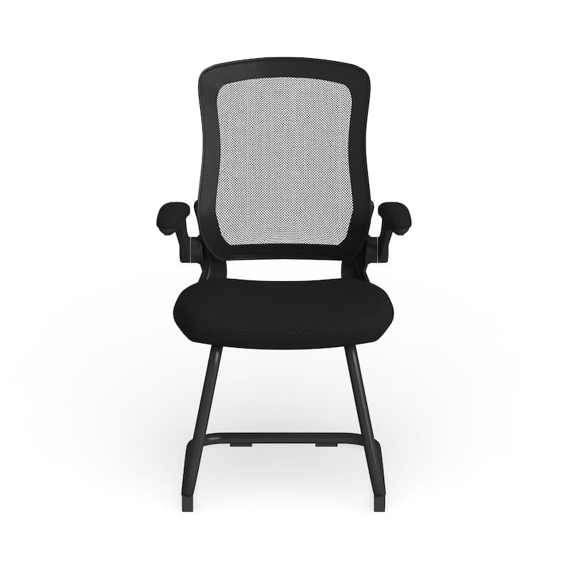 Mesh Sled Base Side Reception Chair with Flip-Up Arms