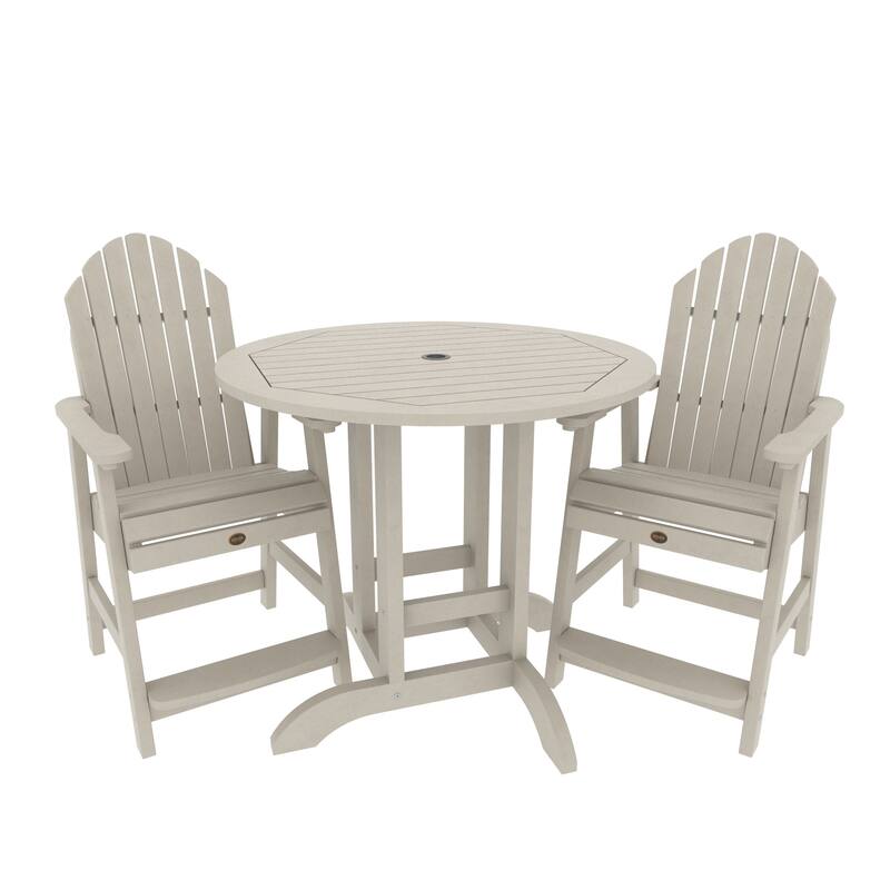 Highwood Commercial 3-Piece Adirondack 36" Bistro Counter Height Dining Set - Whitewash