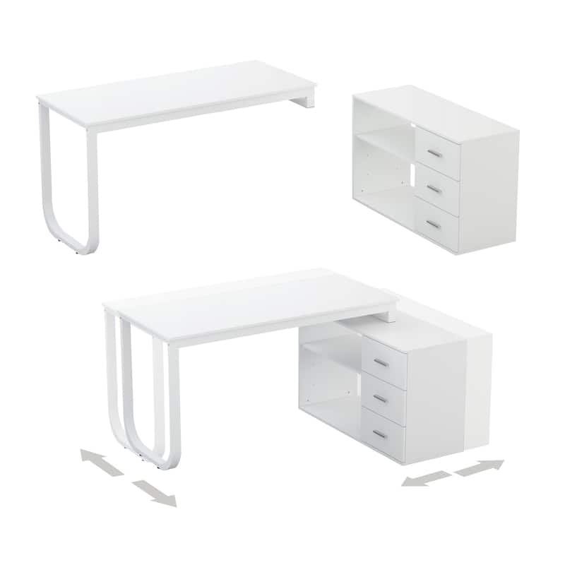 L-shaped executive desk With 3 Drawers for Home and Office
