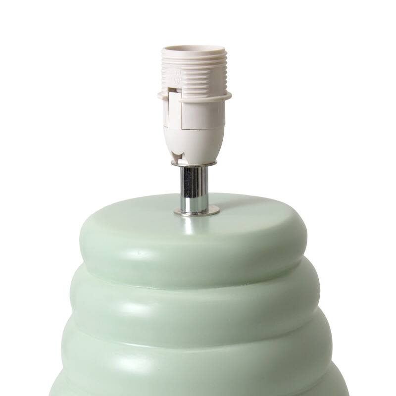 Ribbed Ceramic Table Lamp with Drum Shade - 12.75" - Green