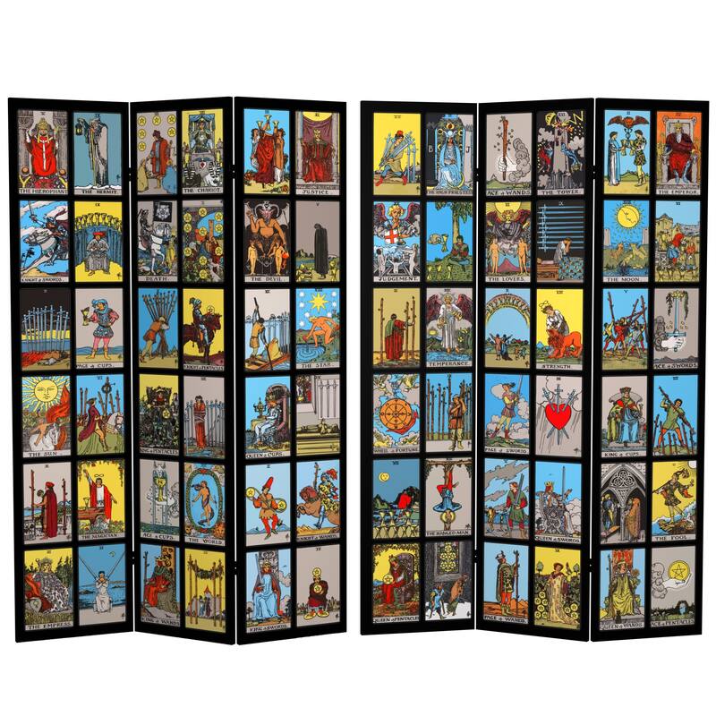 Handmade 6' Double Sided Tarot Canvas Room Divider