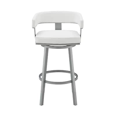 26" Modern Faux Leather Seat Counter Height Swivel Bar Stool with Low Back Arms and Footrest - 34”H x 22”W x 20”D