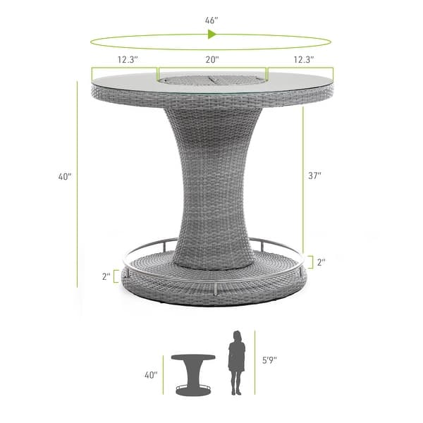 Cyprus Gray Round Outdoor Bar Table with Ice Bucket and Umbrella Hole ...