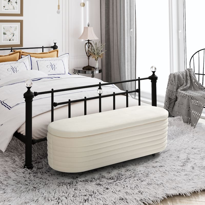 Farrah Velvet Polyester Flip Top Storage Ottoman - 54"