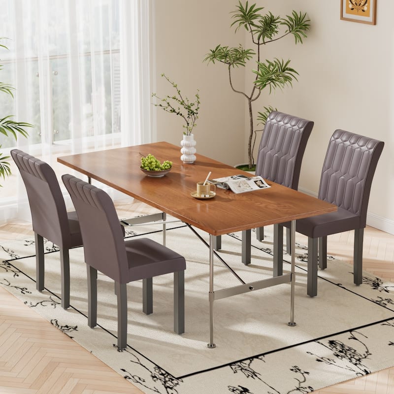Javlergo Dining Chairs Set of 2/4/6 Upholstered Chairs with Solid Back for Kitchen Restaurant and Living Room - Set of 4 - Coffee