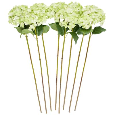 Faux Foliage Hydrangea Tall Artificial Flower Stem - Set of 8 - Roche River Decor - Green