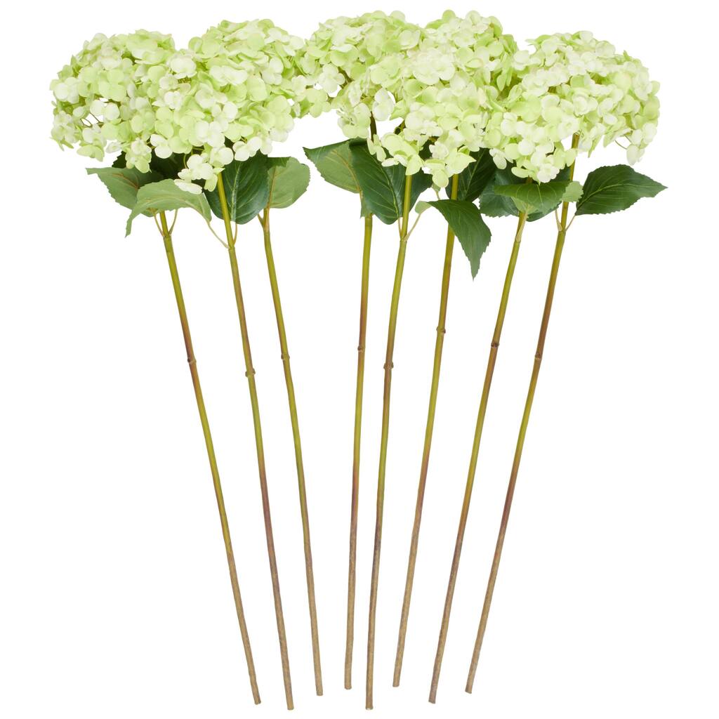 Faux Foliage Hydrangea Tall Artificial Flower Stem - Set of 8 - Roche River Decor - Green