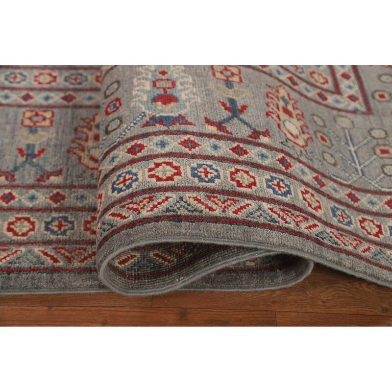 All-Over Geometric Kazak Oriental Area Rug Handmade Wool Carpet - 10'0" x 13'2"