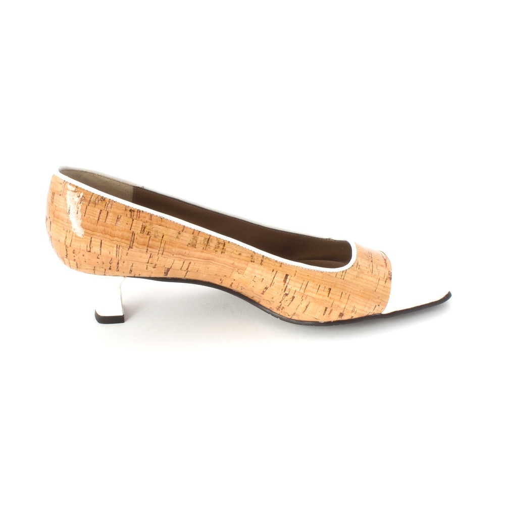 Size 7.0 Tan VANELi Womens Rickie Leather Square Toe Classic Pumps