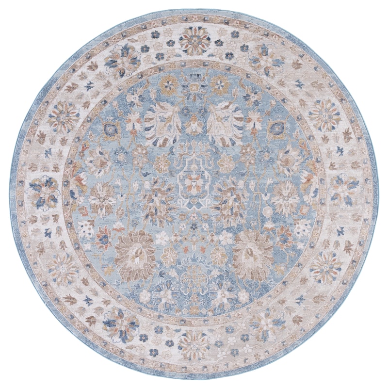 SAFAVIEH Elwood Mariyka Traditional Rug - 6'5" Round - Blue/Navy