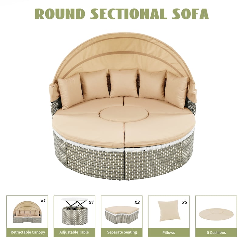 Patio Furniture Round Outdoor Sectional Sofa Set