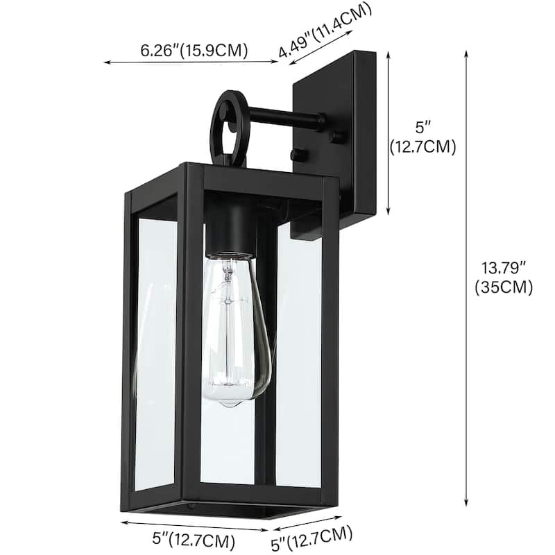 1-Light Outdoor Black Wall Sconce - 5"x6.25"x 13.79"