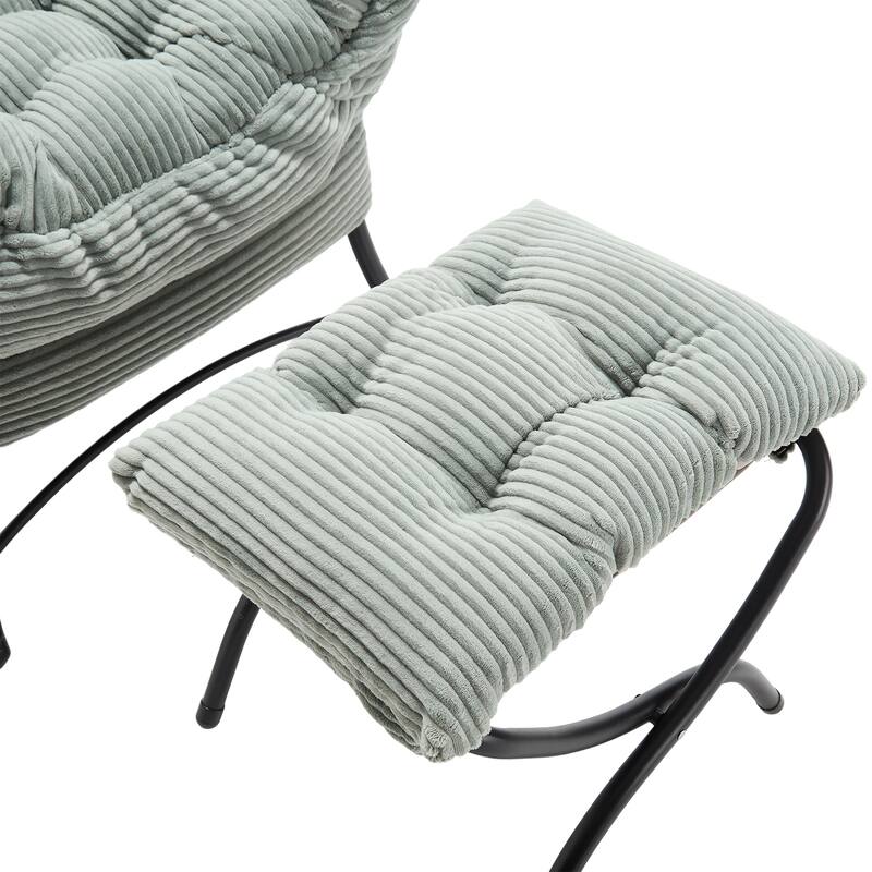Modern Lounge Chair with Ottoman, Leisure Chair with Footrest for Small Space