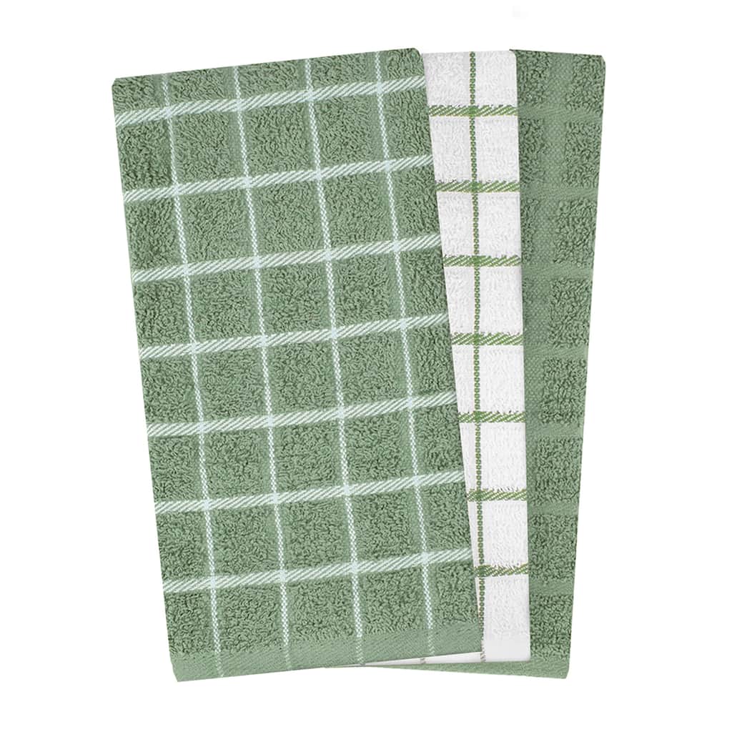 Terry Check Kitchen Towel, 3-Pack
