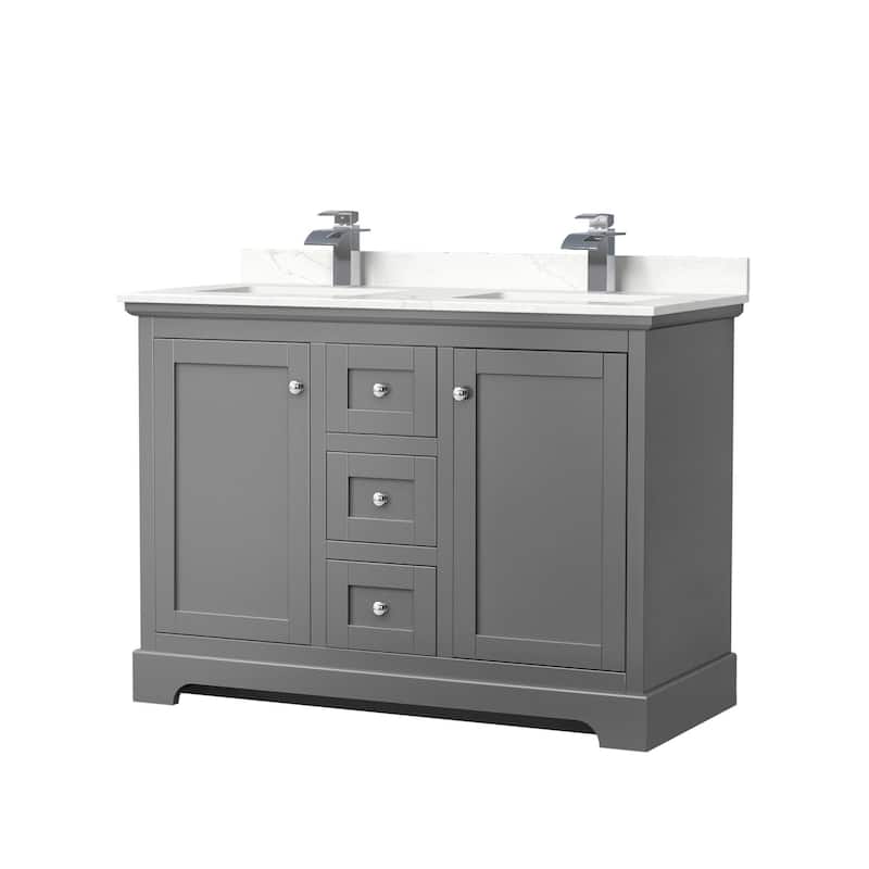 Wyndham Collection WCV232348D-QTZ-UNSMXX Avery 48" Free Standing - Dark Gray / Giotto Quartz Top / Polished Chrome