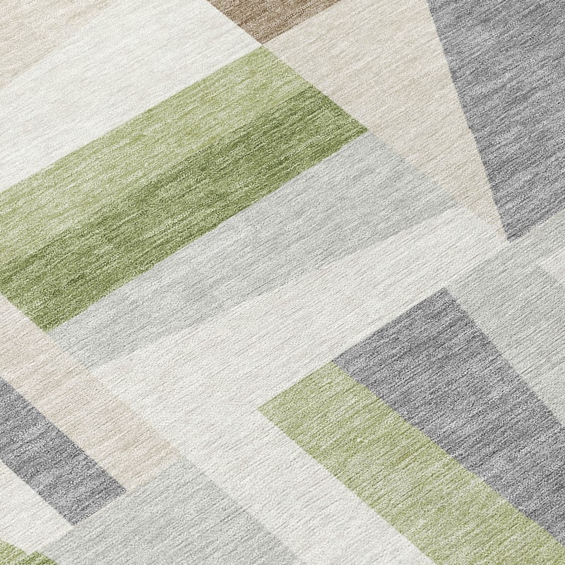 Machine Washable Indoor/ Outdoor Contemporry Mosaic Chantille Rug