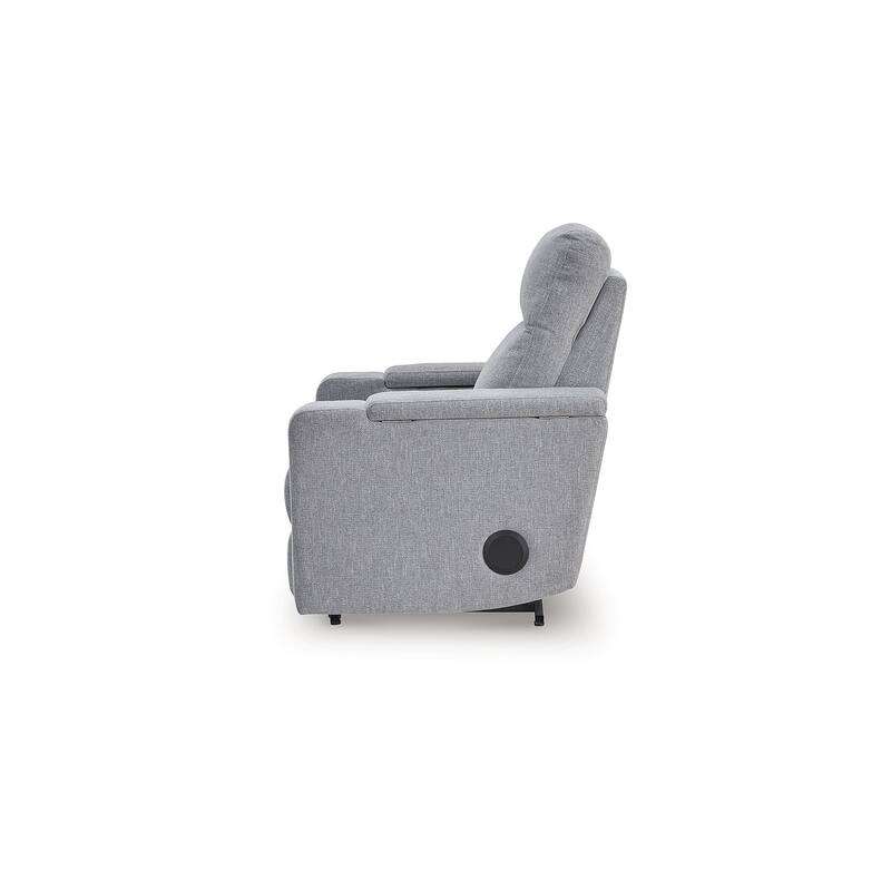 Signature Design by Ashley Vassalboro Light Gray Power Glider Recliner with Audio System