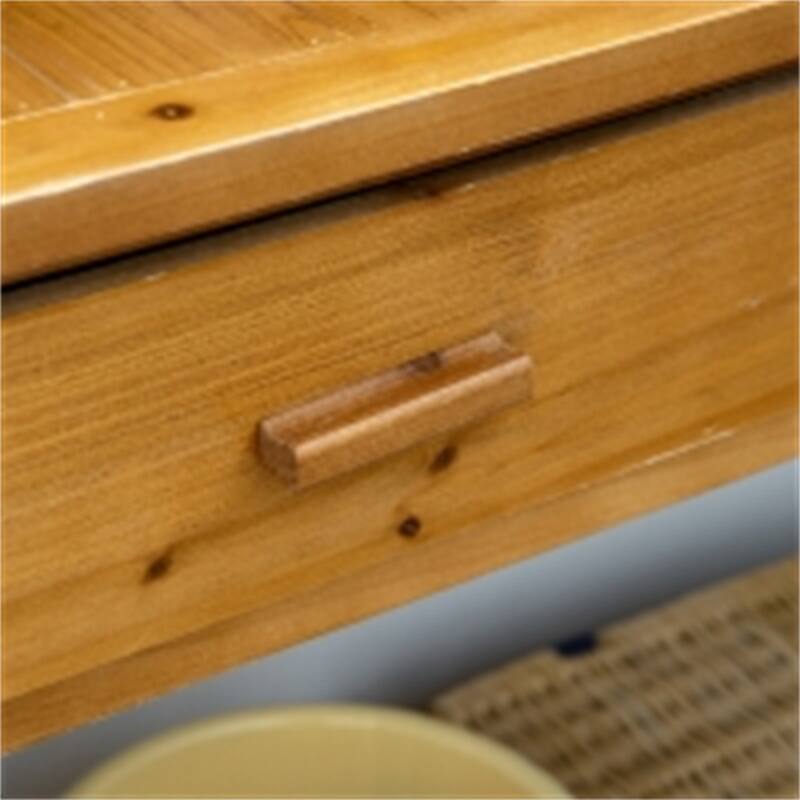 Brown Fir Wood Potting Table with Large Worktop Drawer and Shelf Storage for Gardening - 41.25" W x 16.5" D x 55.75" H
