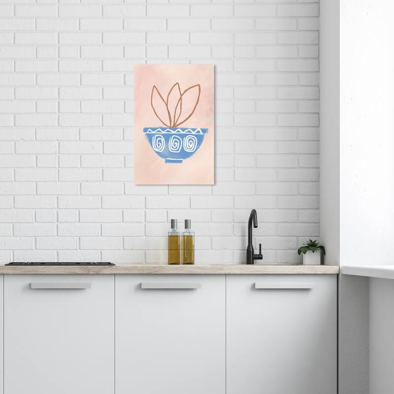 Wynwood Studio Canvas Floral and Botanical My Precolumbian Art Blue and Light Pink Traditional Wall Art Canvas Print - 24 x 16