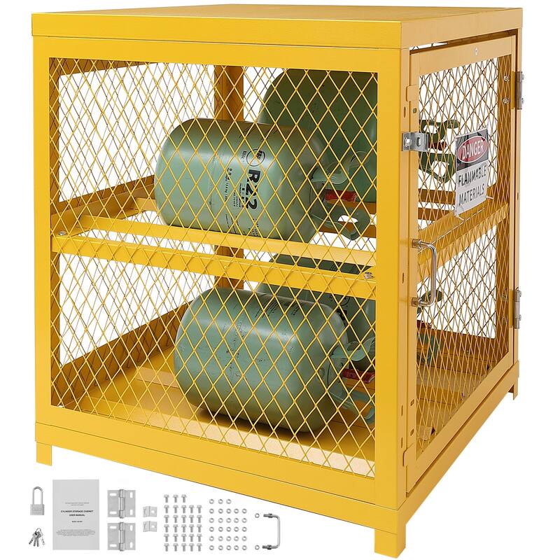 Horizontal Cylinder Storage Cabinet for Freon, Gases, Oxygen, Nitrogen - 4 x 33 lbs 31.02x30.04x35 inch - 4 x 33 lbs 31.02x30.04x35 inch