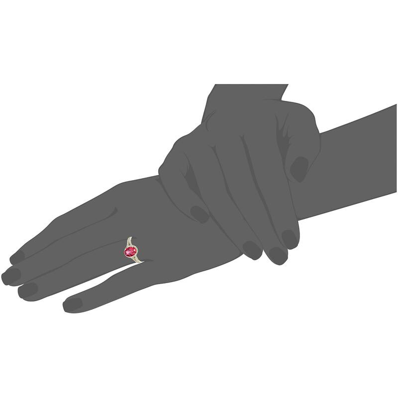 10KT Gold Created Ruby and Diamond Ring