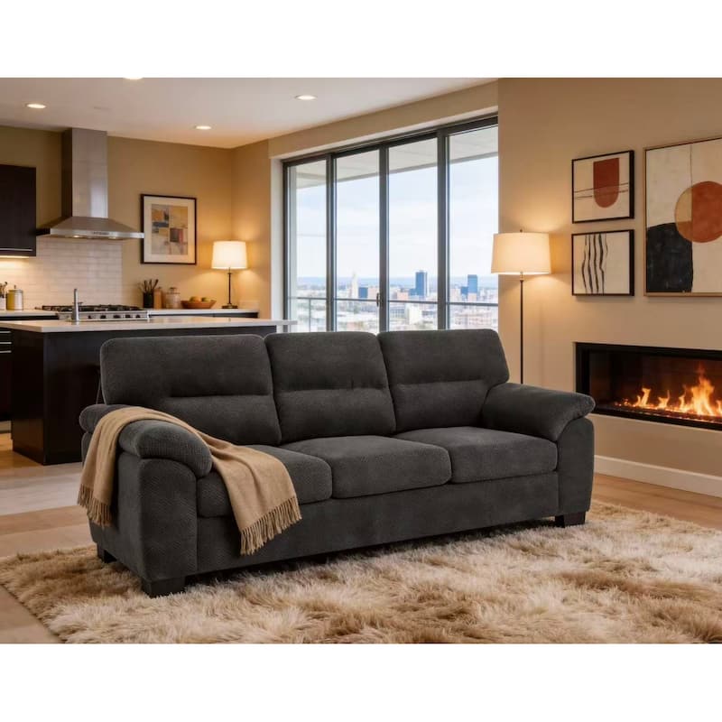 81" Modern Textured Fabric 3-Seater Sofa