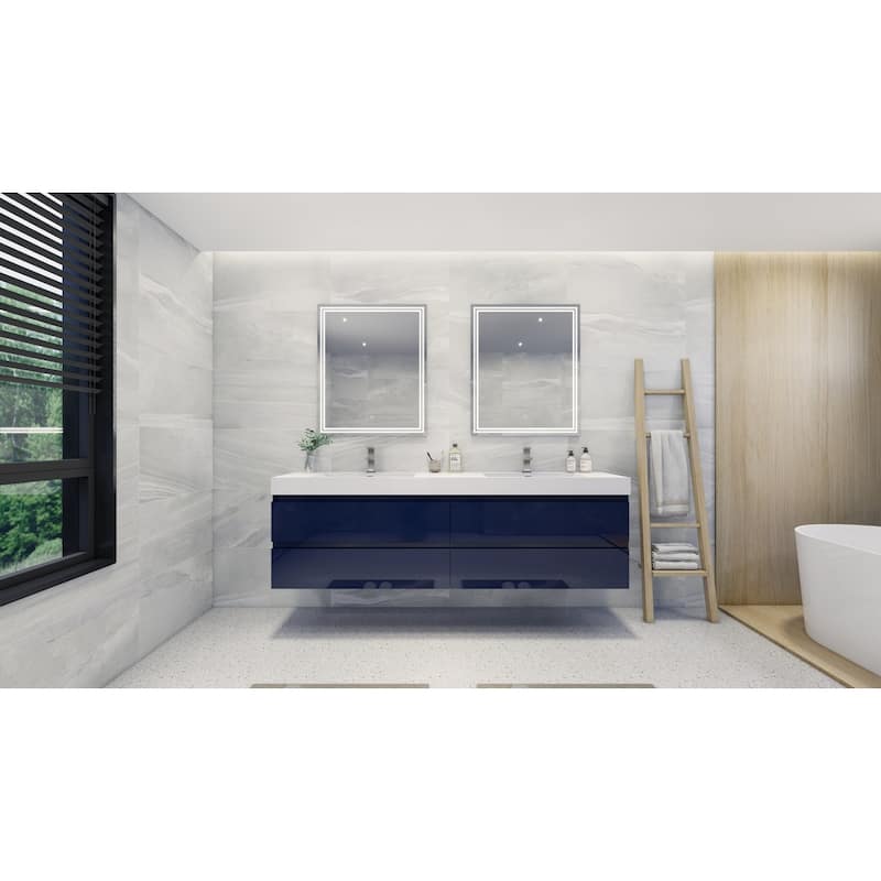 Baillie 84'' Wall-Mounted Vanity with Double Reinforced Acrylic Sink