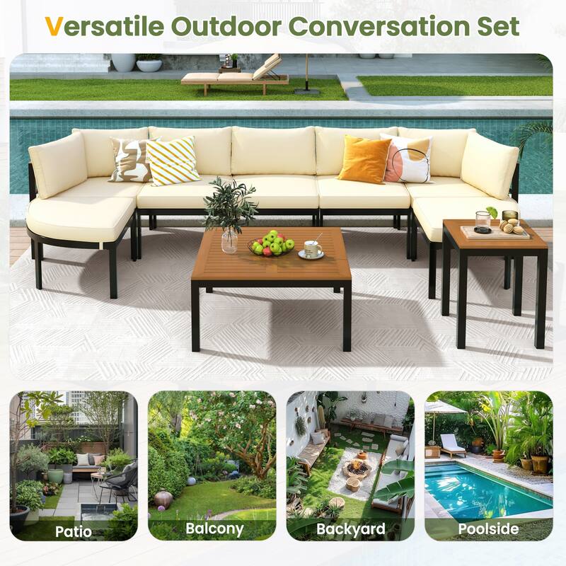 Spruce & Spring Outdoor Sectional Sofa Set Patio Conversation Set