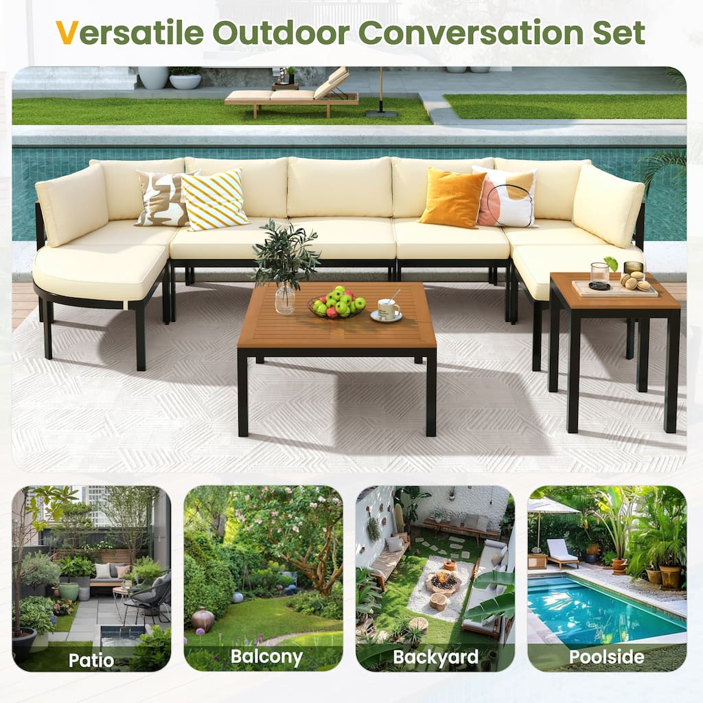 U-shape Sectional Sofa Set with Accent Chair and 2 Table Seating Group