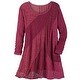 Catalog Classics Women's Merlot Lace Menagerie Tunic Top - Red Long Sleeve Shirt