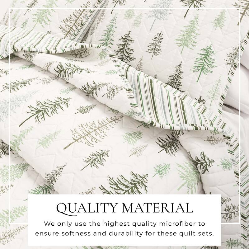 Linery & Co. Rustic Lodge Trees Microfiber Quilt Set With Shams