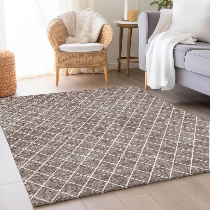 Premium Washable Super Soft Diamond Trellis Mayfield Rug - Taupe - 8' x 10'
