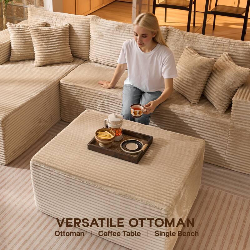 OVIOS All-Foam Cloud L-Shaped Lounger Sofa​ ​​With Ottoman​