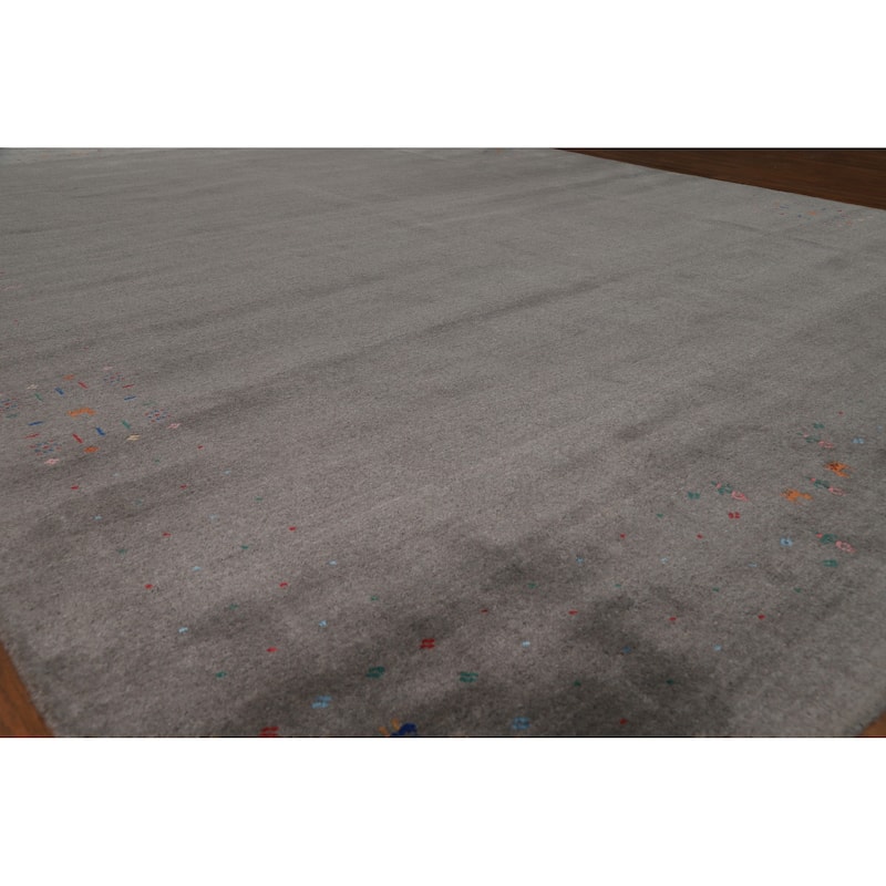 Hand Knotted Oriental 100% Wool Carpet Tribal Tribal Greys & Charcoal Gabbeh Area Rug - 12' 1'' X 9' 1''