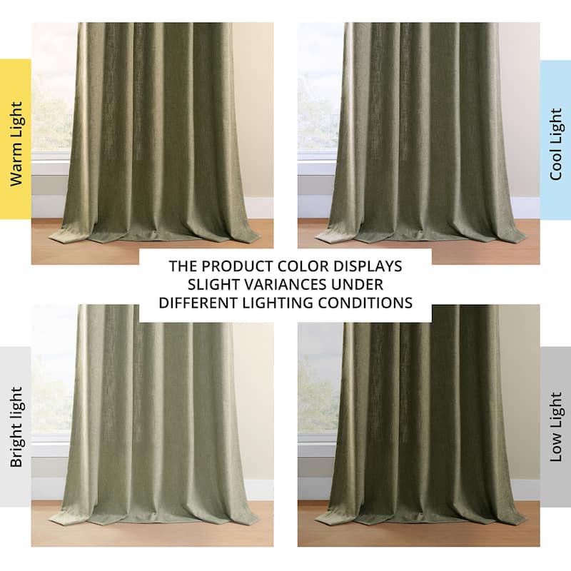 Exclusive Fabrics Basic Faux Linen Curtain Pair - 2 Panels - Light Filtering Window Curtains