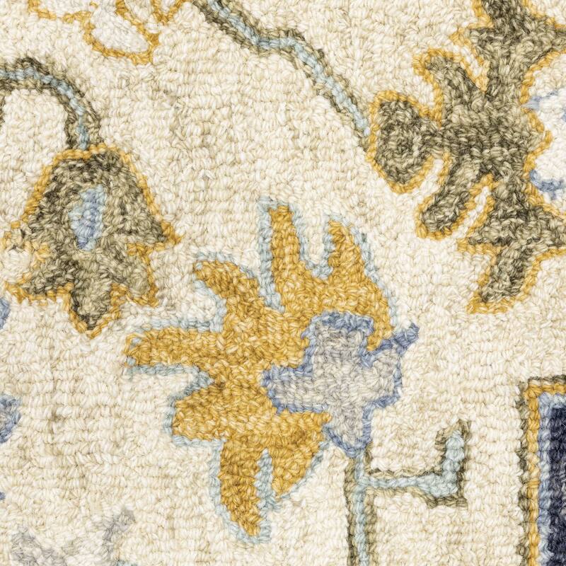 Style Haven Ava Hand-tufted Wool Loop-pile Vintage Medallion Blue/Cream Area Rug