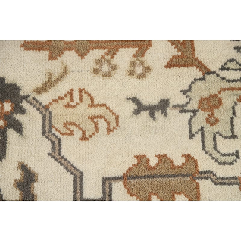 Dark Gray Floral Oushak Indian Area Rug Handmade Wool Carpet - 7'11" x 10'0"