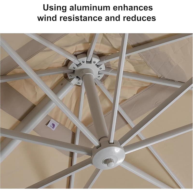 PURPLE LEAF 10 ft White Cantilever Patio Umbrella with 360 Degree Rotation With Base