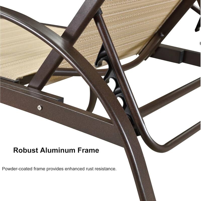 PURPLE LEAF Chaise Lounge Chair for Outdoor 3 Pieces Cast Aluminum Sunbathing Lounge Chairs for Patio Lawn Patio Lounge Chair