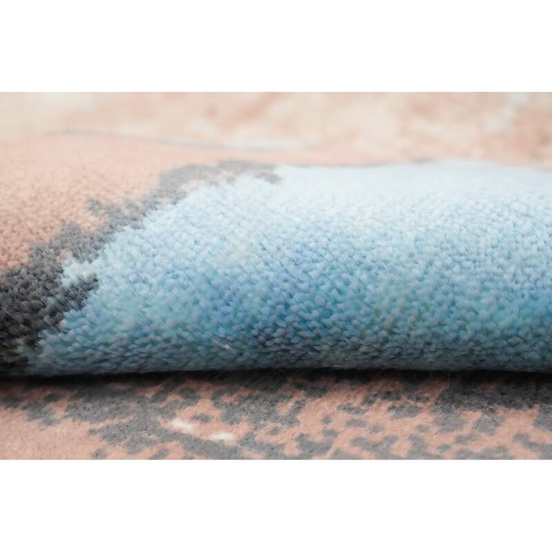 Hand Knotted Oriental Viscose Silk Carpet Modern Abstract Multi-Colored Abstract Area Rug - 4' 0'' X 2' 0''