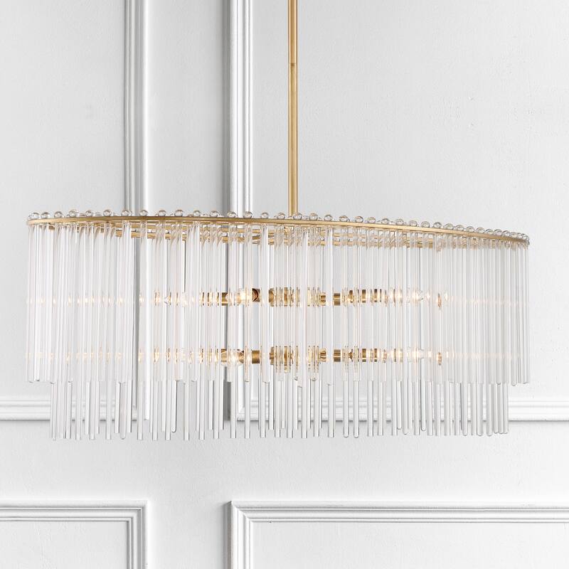 Bleecker 8 Light Antique Gold Chandelier - 36'' W x 16'' H
