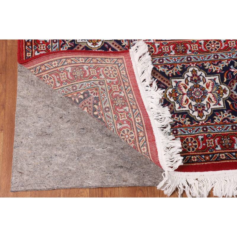 Red Floral Kashan Turkish Rug Machine-Made Bedroom Carpet - 9'7" x 12'9"