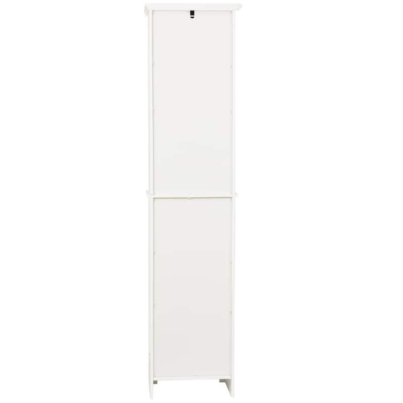 White MDF Wood 67-Inch Tall Tower Bathroom Linen Cabinet