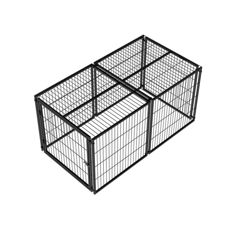 Large Dog Cage 63.7" Dog Kennel for Medium Dogs Puppy Dog Playpen with Top, Pet Cage, Indoor, Black, 63.7"L x 34.2"W x 31.7"H