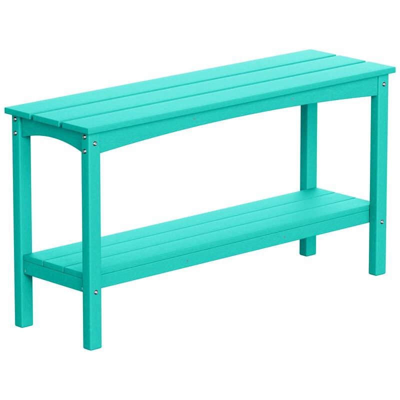 Laguna Hdpe All Weather Outdoor Patio Two Shelf Table - Turquoise